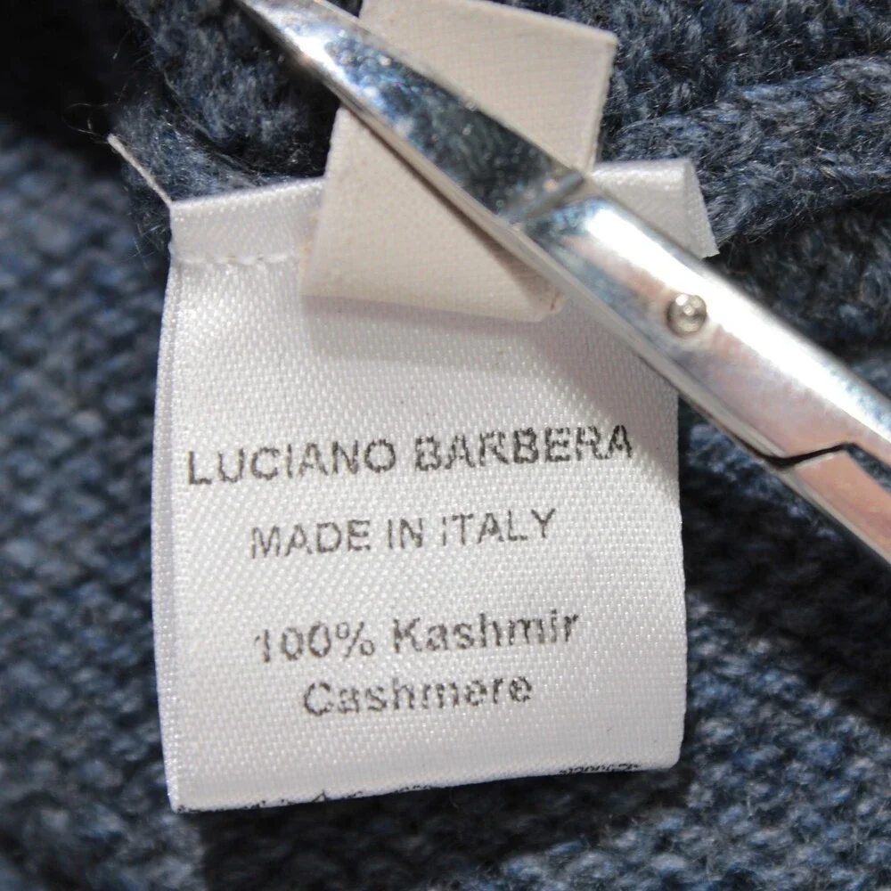 Luciano Barbera NWT Collared Knit Sweater Size 50 (US M) in Blue 100% Cashmere